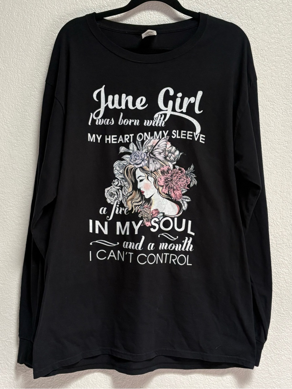 June Girl Black Graphic Long Sleeve Top